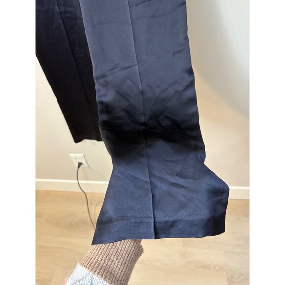 NEW Boden Wide-Leg Satin High-Rise Navy Blue Pockets Trousers Pants Women's 10 - Picture 6 of 15